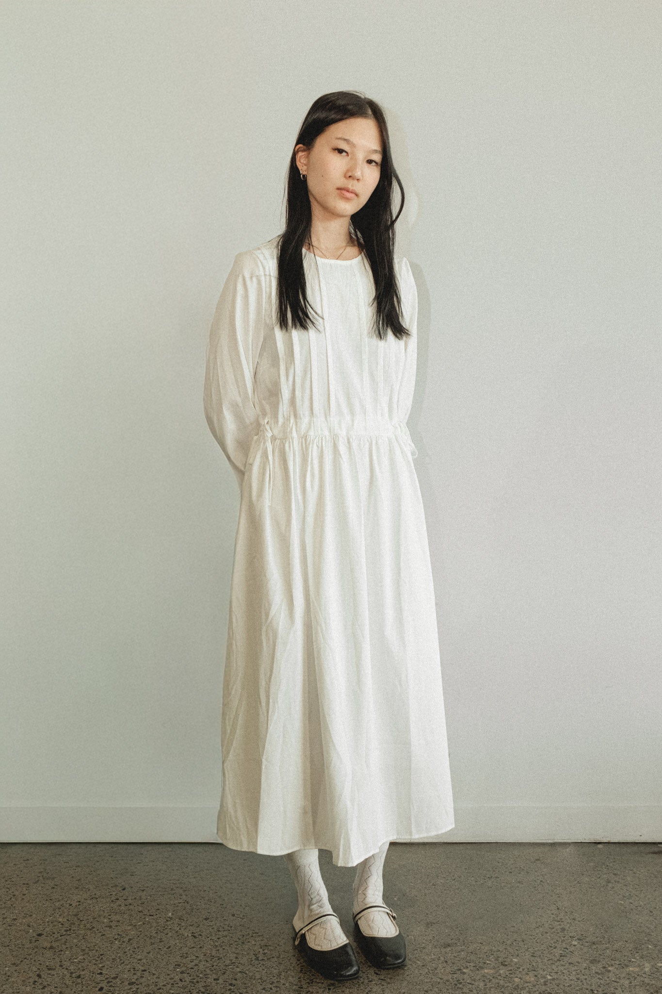 Pintuck Drawstring Dress