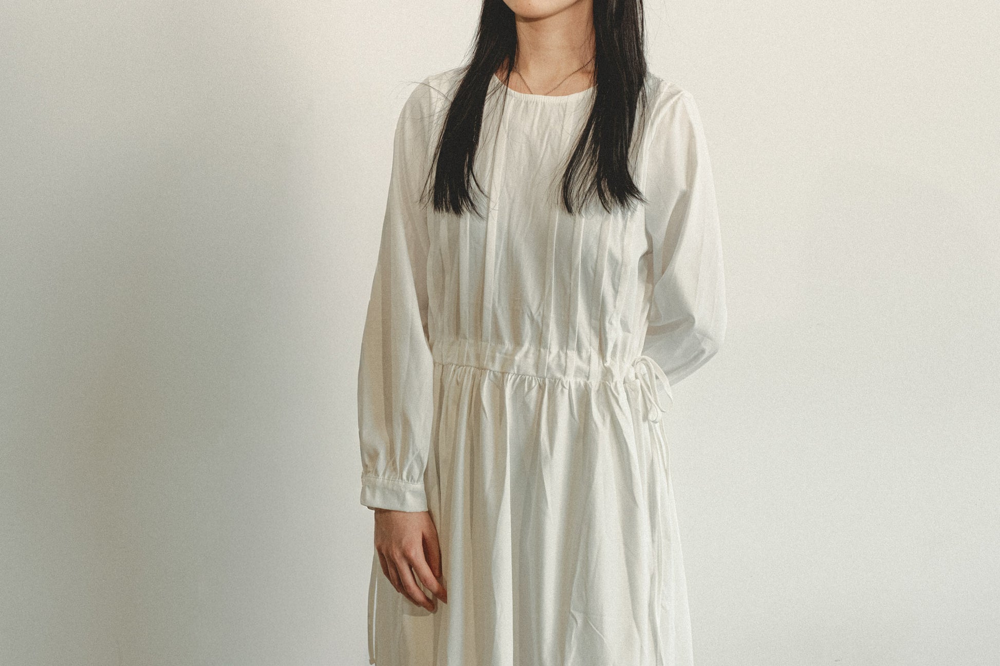 Pintuck Drawstring Dress