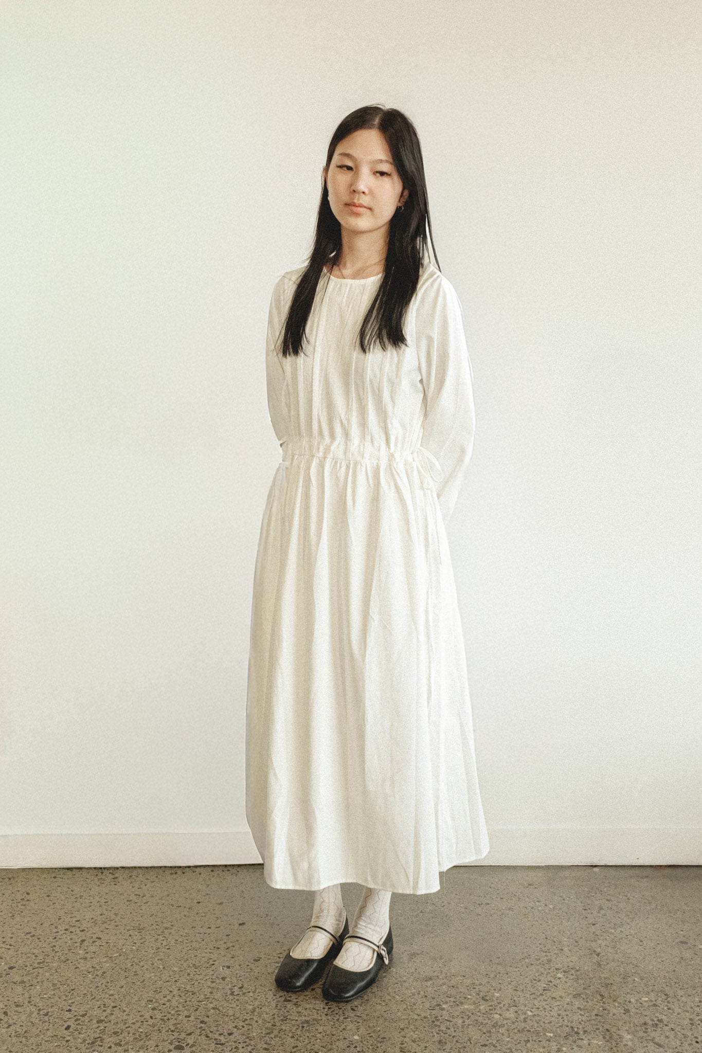 Pintuck Drawstring Dress