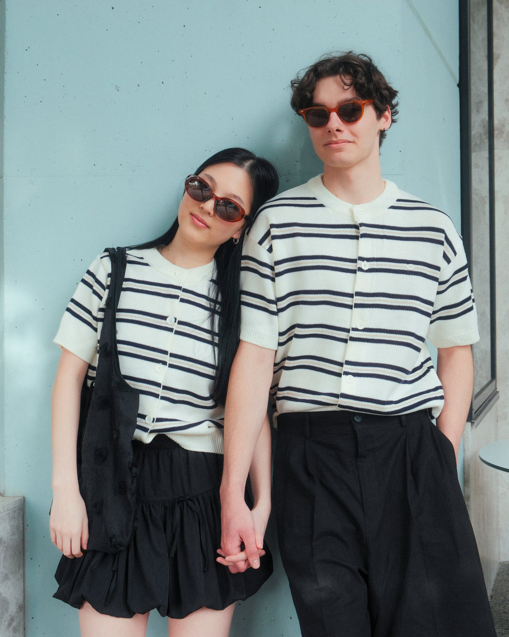 Sweet Striped Short-Sleeve Cardigan