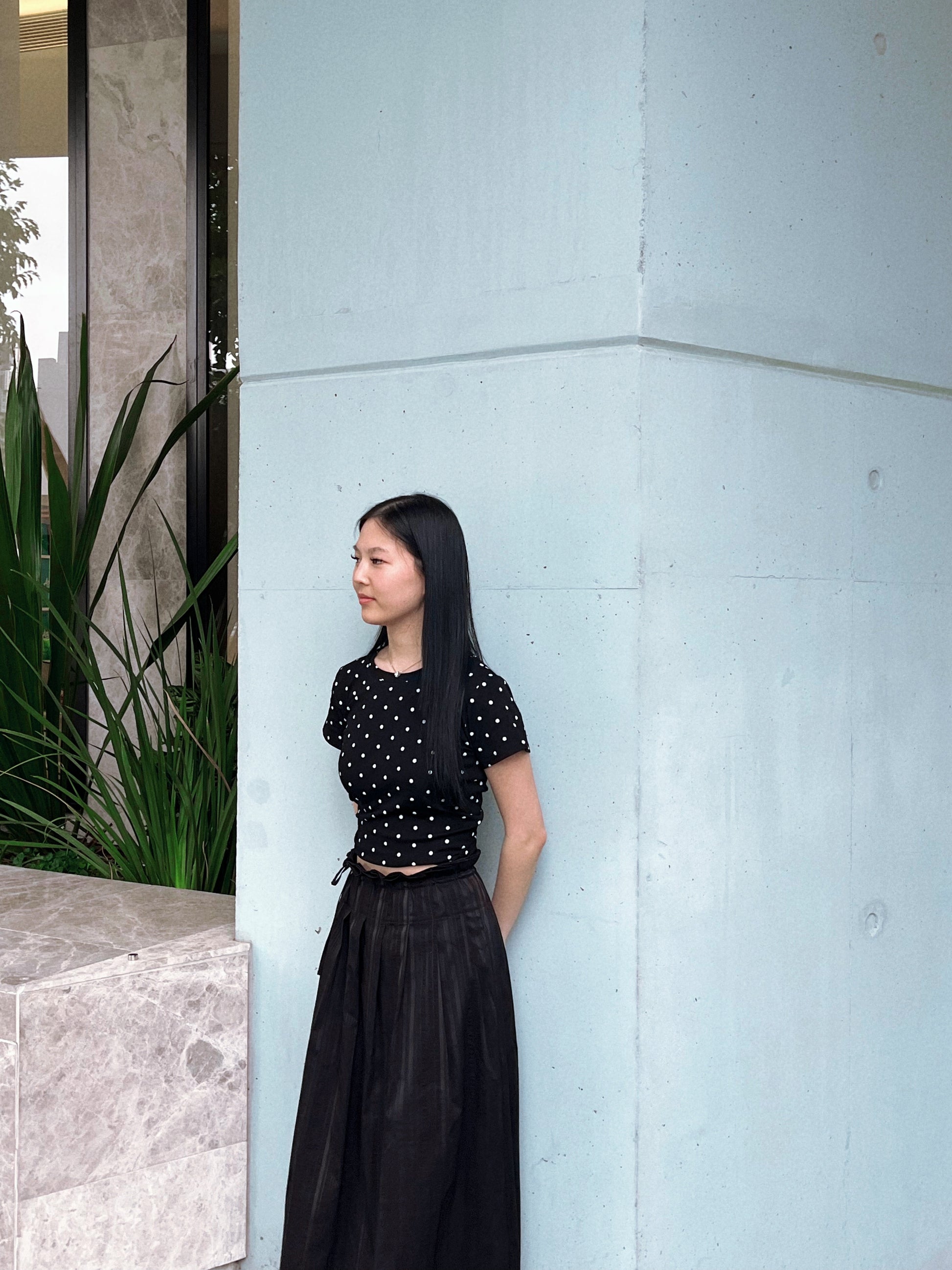 Dot Crop T-shirt with Scrunchie