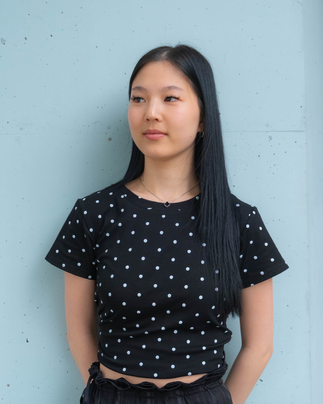 Dot Crop T-shirt with Scrunchie