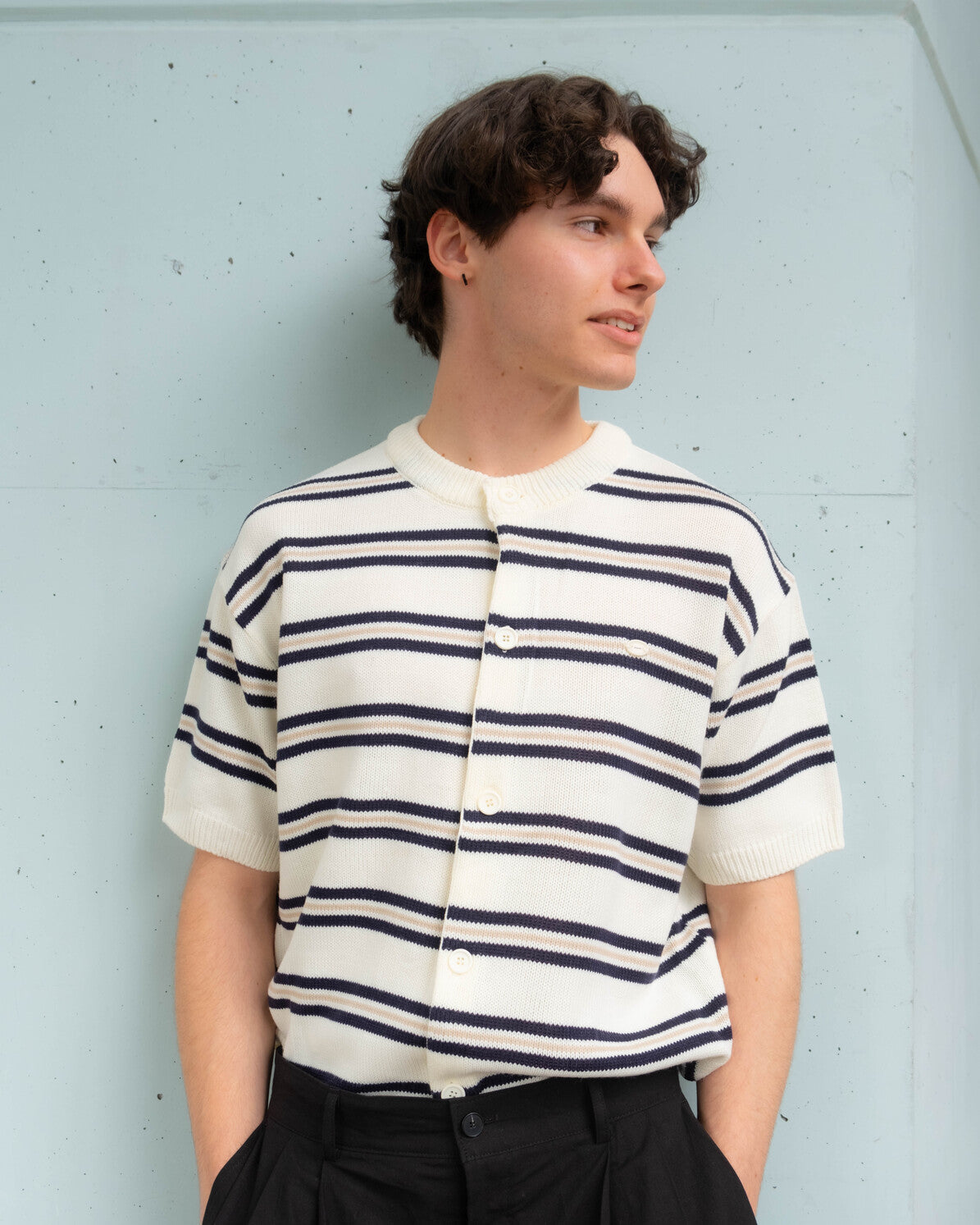 Sweet Striped Short-Sleeve Cardigan