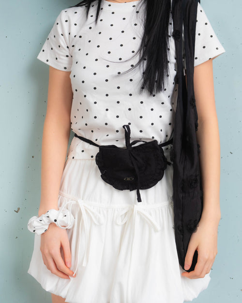 Dot Crop T-shirt with Scrunchie