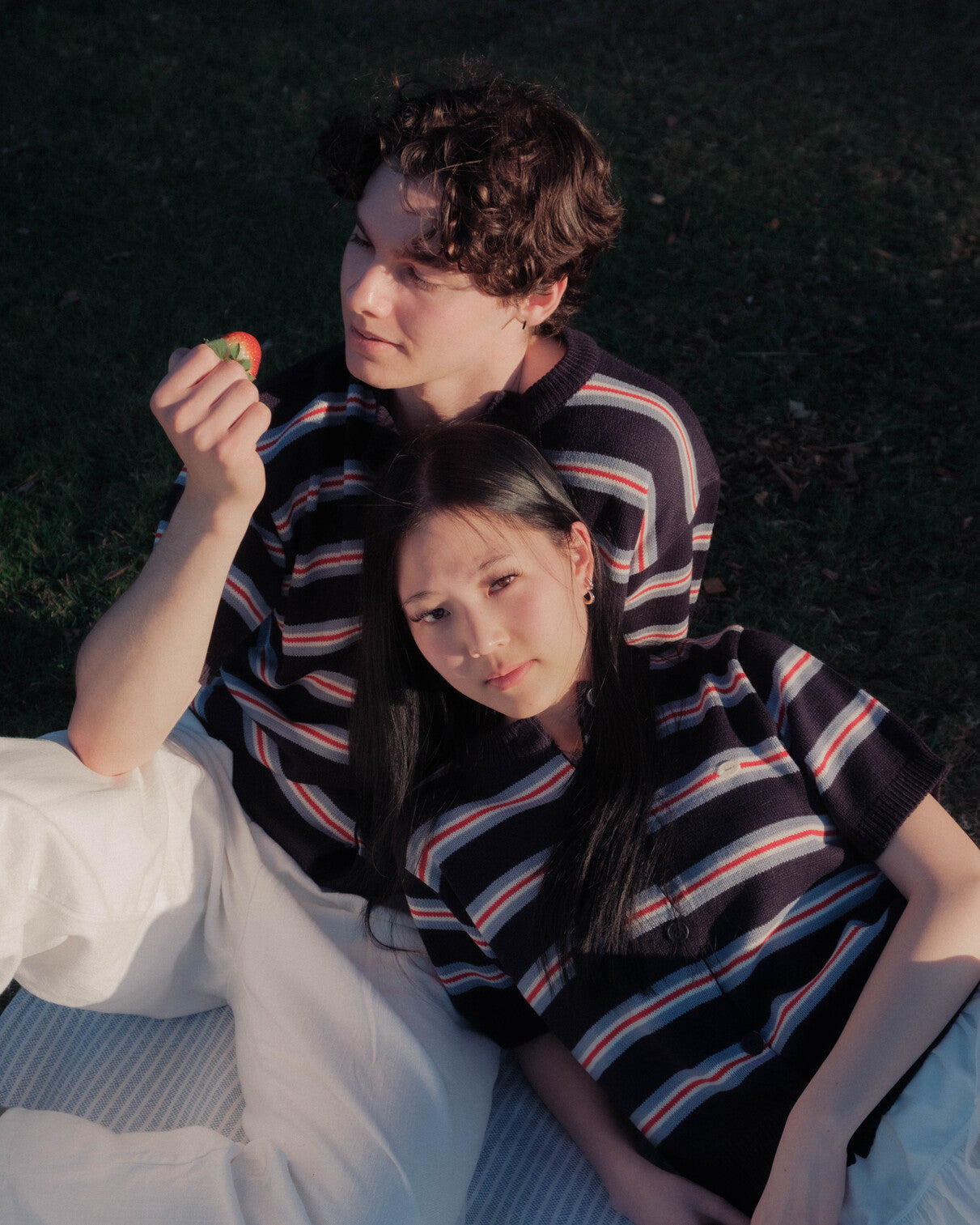 Sweet Striped Short-Sleeve Cardigan